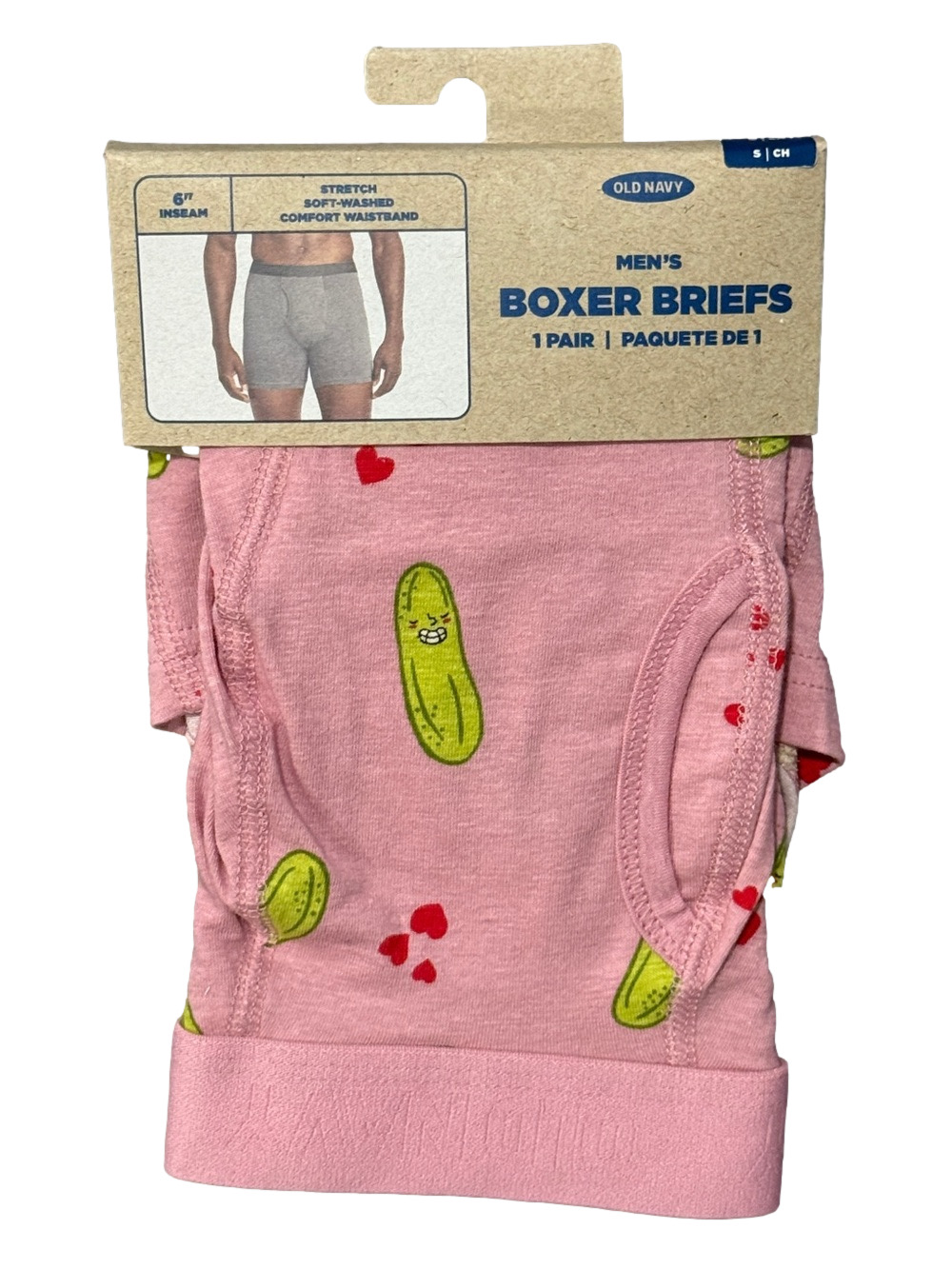 Mens Pickles & Hearts Boxer Briefs - Size Small - Old Navy - NWT